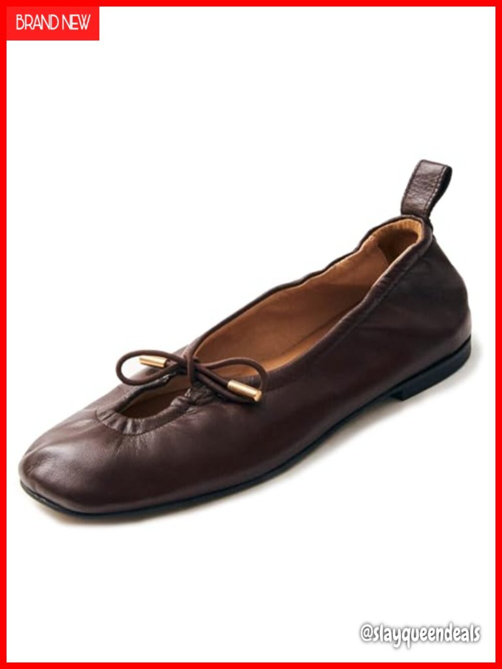 Suede Synthetic Ballet Flats Square Toe Lace Up Bow Slip On Ballerina Shoes